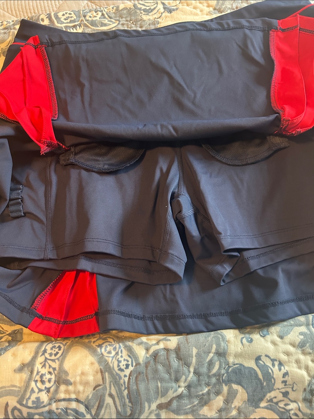 Navy Tennis Skirt with Red Piping and Pleats - Picture 8 of 8